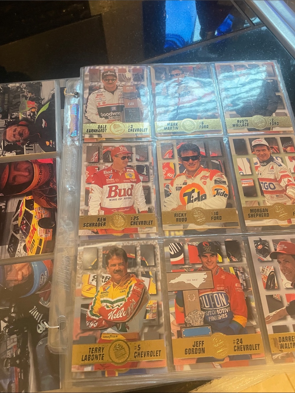 Vintage NASCAR Trading Card Binder Page - Multicolor